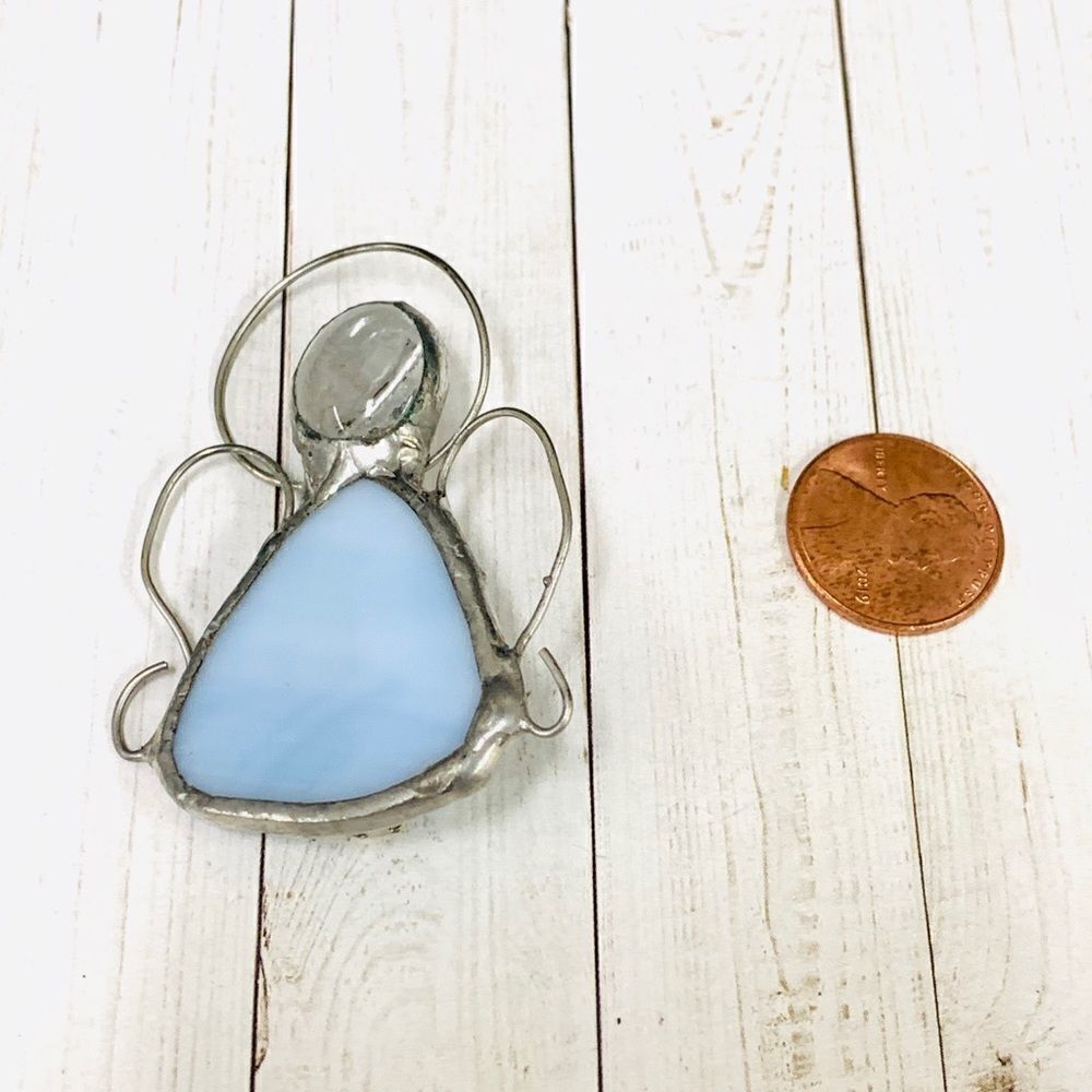 Artisan Made Slag Stained Glass Angel Brooch‎